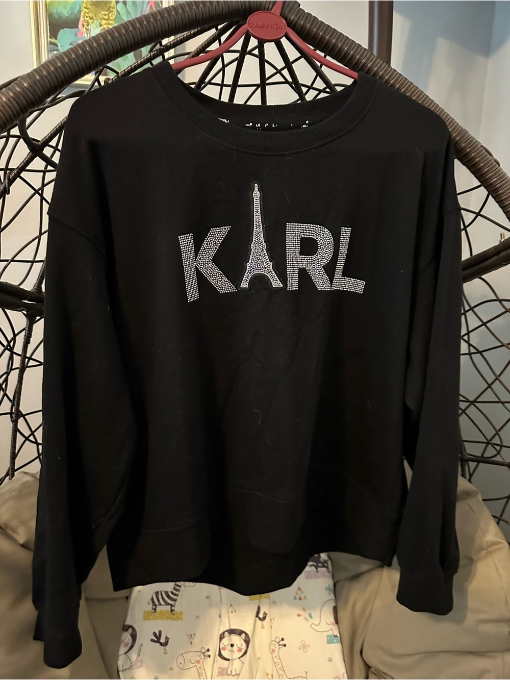 Karl Lagerfeld Black Sweatshirt with Silver Logo